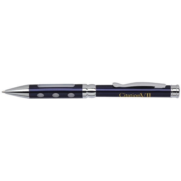 Solid brass twist-action ballpoint pen with an electroplated finish and polished,... from ASI 68190 Lungsal / Lungsal