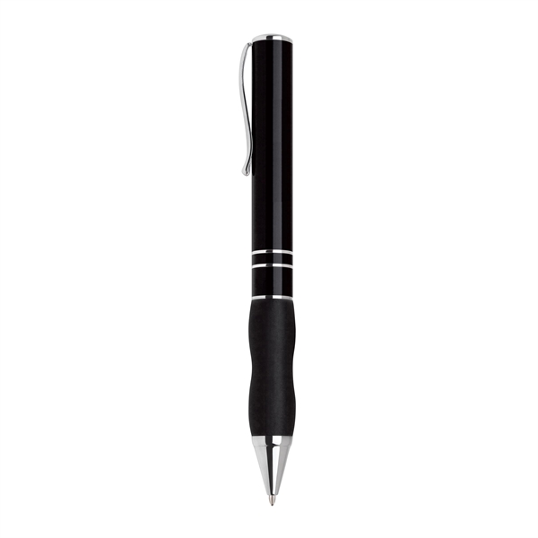 Aluminum twist-action ballpoint pen with a comfortable rubber grip and chrome... from ASI 68190 Lungsal / Lungsal