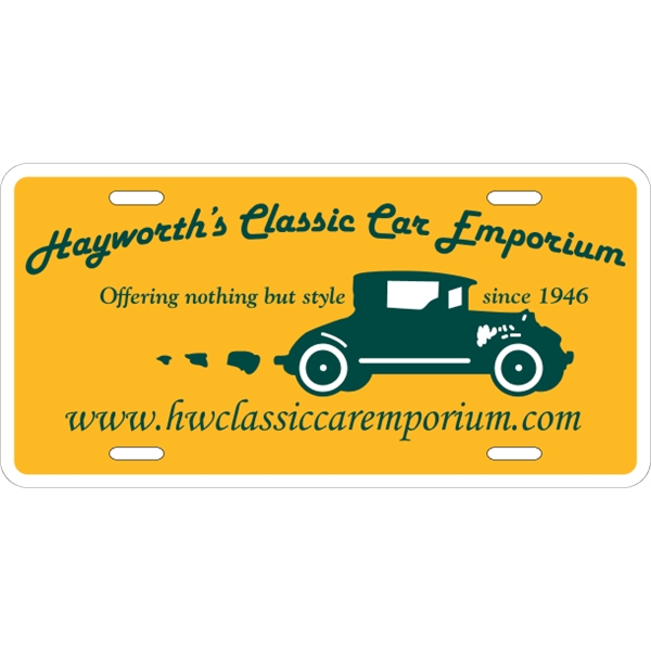 Standard sized car plate (12" x 6") with die-cut slots and... from ASI 89910 Stouse, LLC