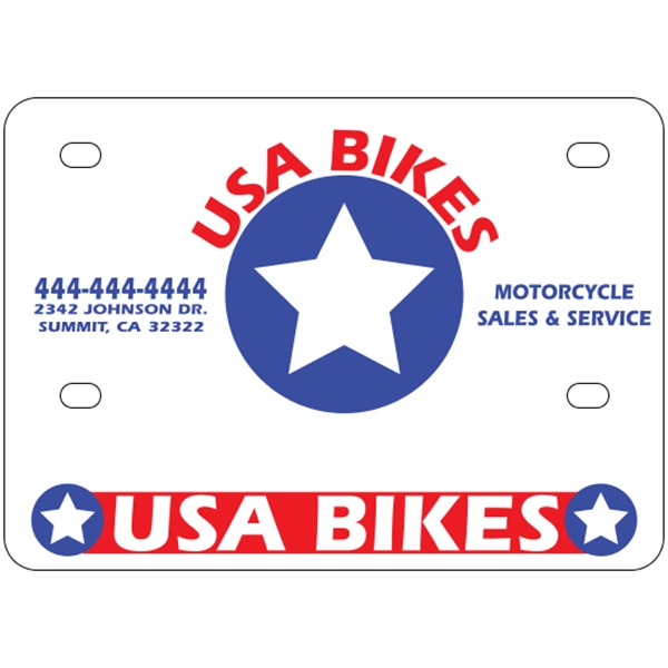 .055" white polyethylene motorcycle plate support. Great for dealerships, clubs, and... from ASI 89910 Stouse, LLC