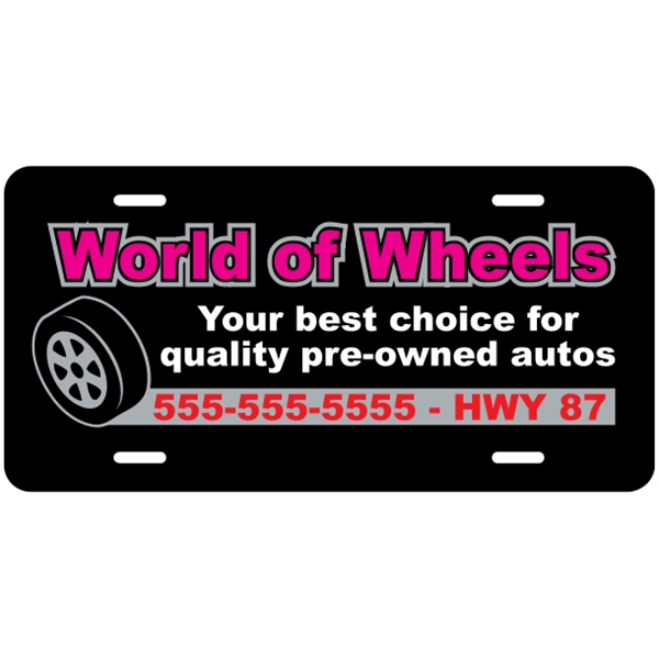 Standard sized car plate (12" x 6") with die-cut slots and... from ASI 89910 Stouse, LLC