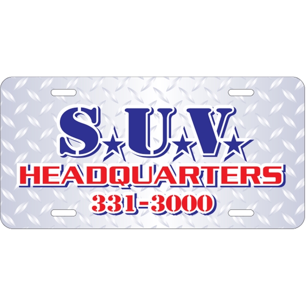 Diamond plate finish car plate, measures 12" x 6" with die-cut... from ASI 89910 Stouse, LLC