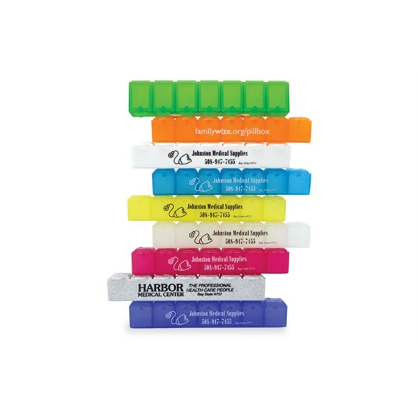 All-week pill box with seven compartments is a traveler's necessity.... from ASI 38980 Bay State Specialty Co