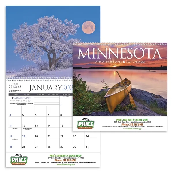 11 x 19 2024 Minnesota calendar on 70# glossy paper with... from ASI 40480 Koozie Group / Norwood Triumph Calendar