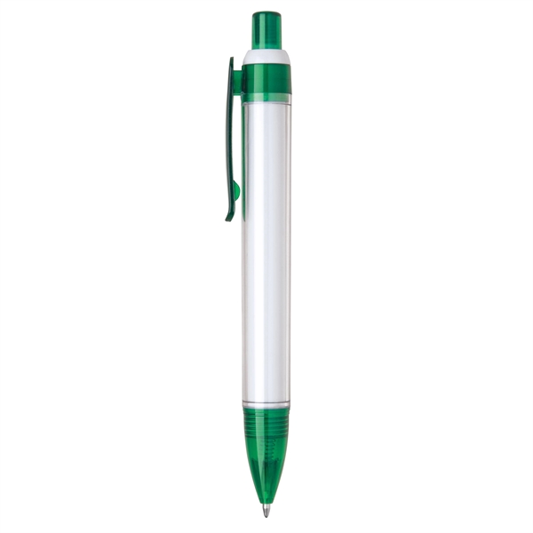 Plastic click-action pen with a clear wide barrel and full color... from ASI 68190 Lungsal / Lungsal