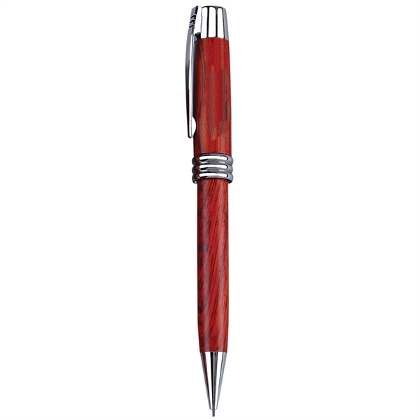 Twist-action mechanical pencil with shiny chrome trim, brown wood barrel and... from ASI 68190 Lungsal / Lungsal
