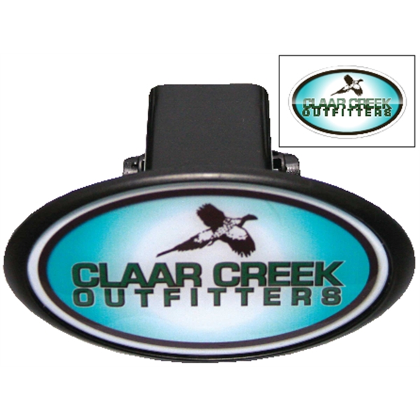 Oval hitch cover with domed decal applied to a plastic insert... from ASI 89910 Stouse, LLC