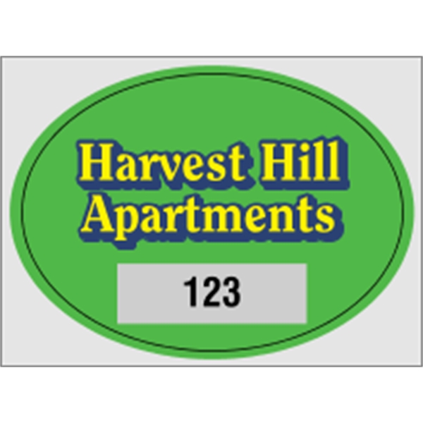 2.75" x 2" oval shaped parking permit made of clear polyester... from ASI 89910 Stouse, LLC