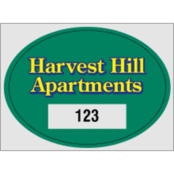 2.75" x 2" oval shaped parking permit made of clear polyester... from ASI 89910 Stouse, LLC