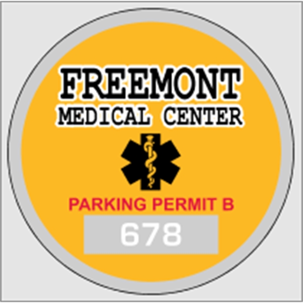 2.75" circle shaped parking permit made of clear polyester with face... from ASI 89910 Stouse, LLC