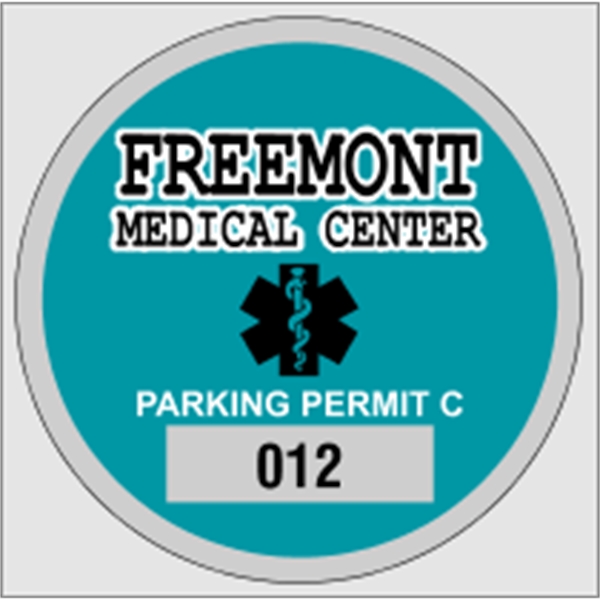 2.75" circle shaped parking permit made of clear static stick with... from ASI 89910 Stouse, LLC