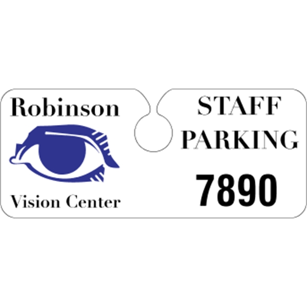 4.75" x 2" hidden hang tag made of .035" white polyethylene.... from ASI 89910 Stouse, LLC