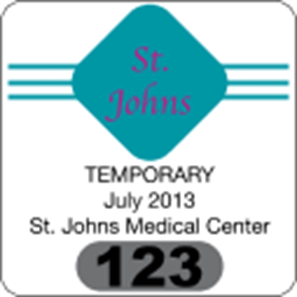 2" x 3" rearview mirror parking permit made of white vinyl.... from ASI 89910 Stouse, LLC