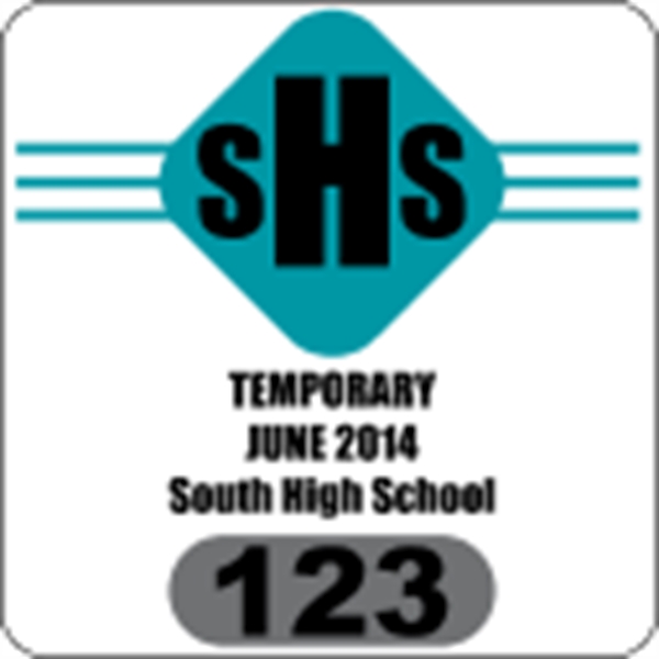 2" x 3" rearview mirror parking permit made of white vinyl.... from ASI 89910 Stouse, LLC