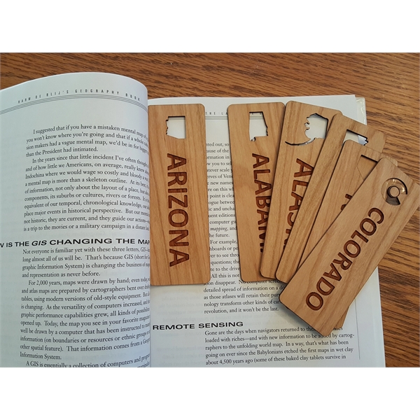 1.5" x 6" hardwood bookmark with laser engraving, Arizona state name... from ASI 92531 Unique Custom Products / UCP