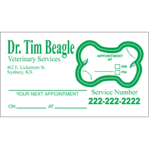 2" x 3.5" bone-themed appointment card made of white tag stock... from ASI 89910 Stouse, LLC