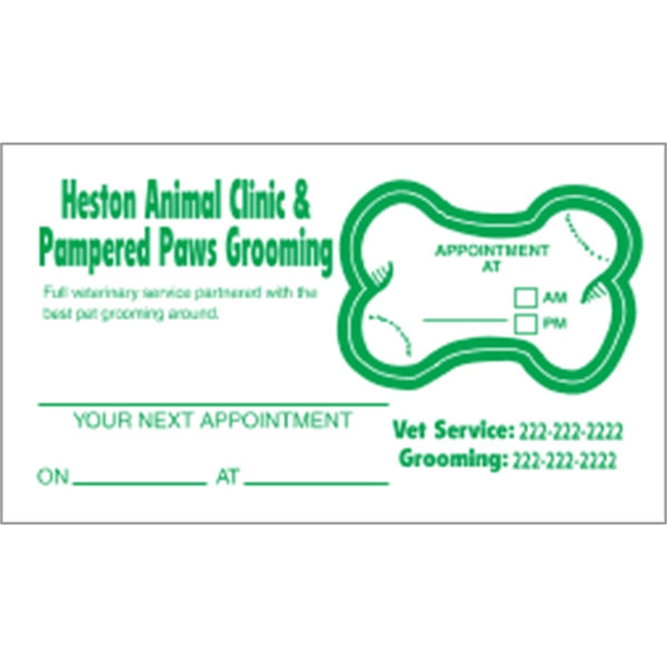 2" x 3.5" bone-themed appointment card made of white tag stock... from ASI 89910 Stouse, LLC