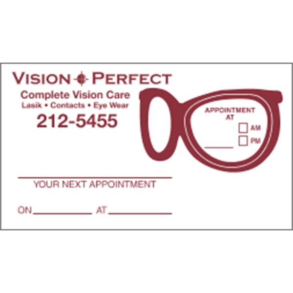 2" x 3.5" glasses-themed appointment card made of white tag stock... from ASI 89910 Stouse, LLC