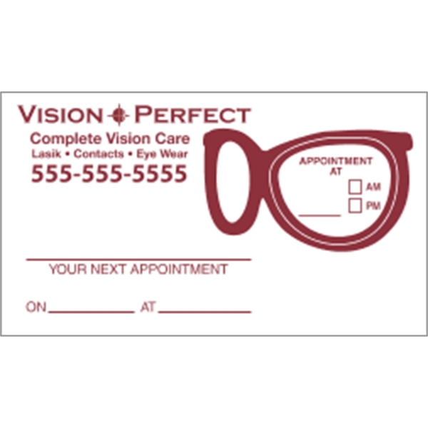 2" x 3.5" glasses-themed appointment card made of white tag stock... from ASI 89910 Stouse, LLC