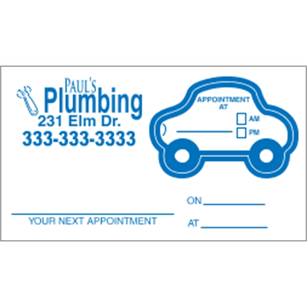 2" x 3.5" car-themed appointment card made of white tag stock... from ASI 89910 Stouse, LLC