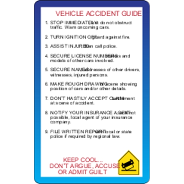 Loyalty Cards are 4-color process printed with accident reminders design on... from ASI 89910 Stouse, LLC