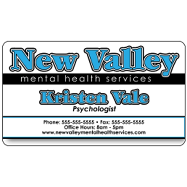 Business card made of .020" gloss white deluxe plastic with four... from ASI 89910 Stouse, LLC