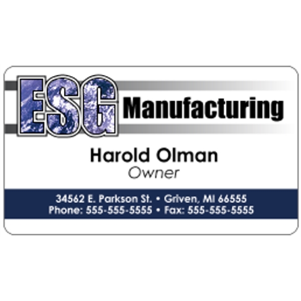 Business card made of .020" gloss white deluxe plastic with four... from ASI 89910 Stouse, LLC