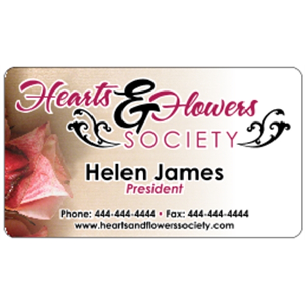 Business card made of .020" gloss white deluxe plastic with four... from ASI 89910 Stouse, LLC