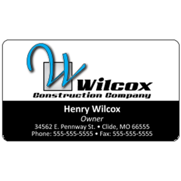 Business card made of .030" gloss white deluxe plastic with four... from ASI 89910 Stouse, LLC