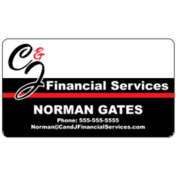 Business card made of .030" gloss white deluxe plastic with four... from ASI 89910 Stouse, LLC