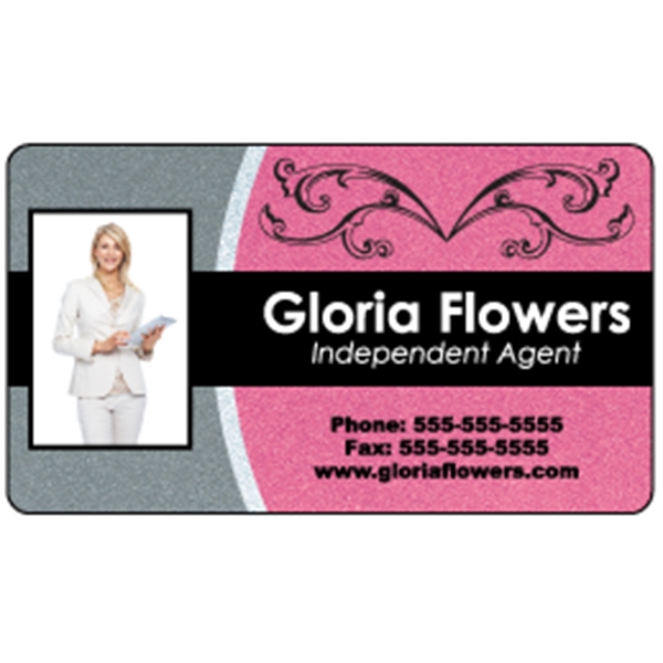 Business card made of .030" gloss silver deluxe plastic with four... from ASI 89910 Stouse, LLC