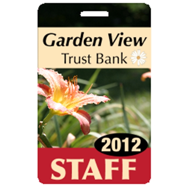 2.125" x 3.375" badge with top slot; made of .030" gloss... from ASI 89910 Stouse, LLC