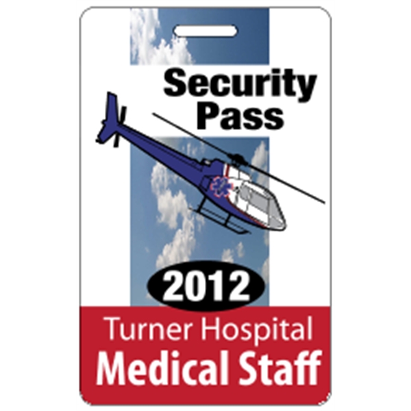 2.125" x 3.375" badge with top slot; made of .030" gloss... from ASI 89910 Stouse, LLC