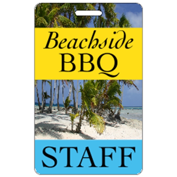 2.125" x 3.375" badge with top slot; made of .030" gloss... from ASI 89910 Stouse, LLC