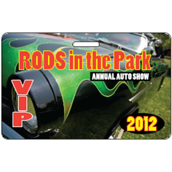 3.375" x 2.125" badge with top slot; made of .030" gloss... from ASI 89910 Stouse, LLC