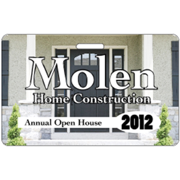 3.375" x 2.125" badge with top slot; made of .030" gloss... from ASI 89910 Stouse, LLC