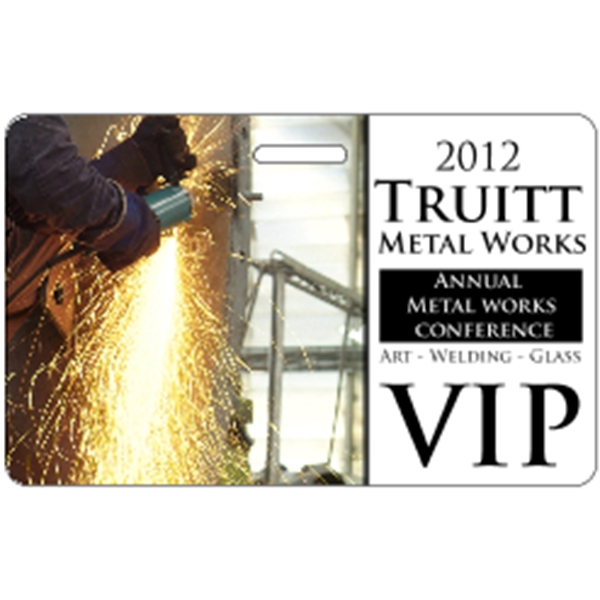 3.375" x 2.125" badge with top slot; made of .030" gloss... from ASI 89910 Stouse, LLC