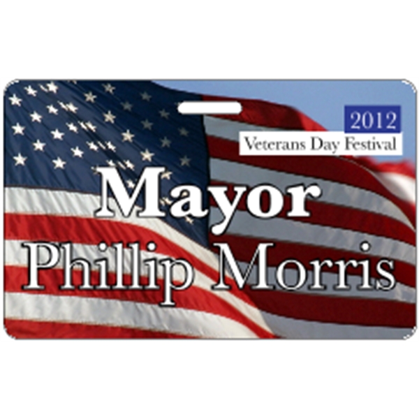 3.375" x 2.125" badge with top slot; made of .030" gloss... from ASI 89910 Stouse, LLC