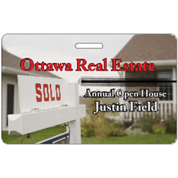 3.375" x 2.125" badge with top slot; made of .030" gloss... from ASI 89910 Stouse, LLC