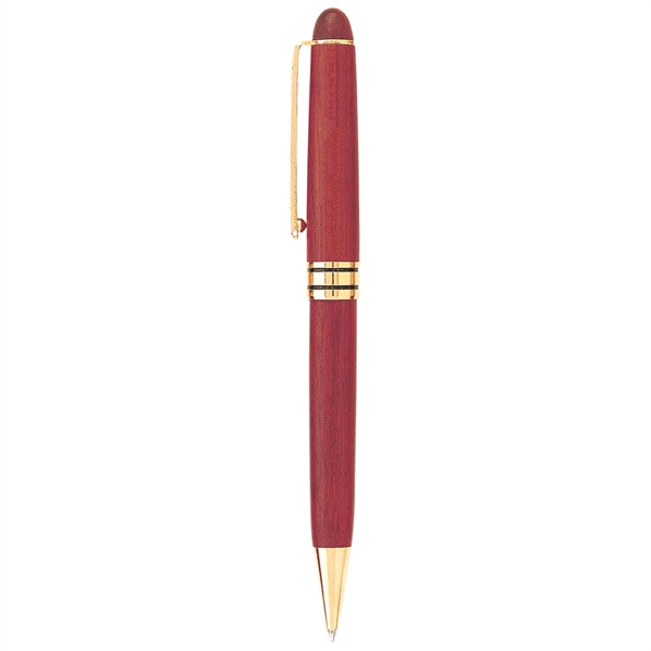 Wooden twist-action ballpoint pen available in brown with gold accents.... from ASI 68190 Lungsal / Lungsal