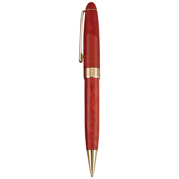 Wooden twist-action ballpoint pen available in brown with gold accents.... from ASI 68190 Lungsal / Lungsal