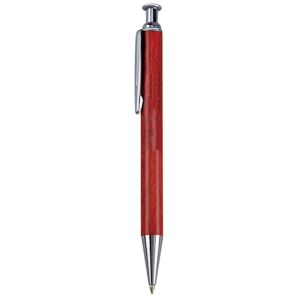 Wooden click-action ballpoint pen available in brown with shiny chrome trims.... from ASI 68190 Lungsal / Lungsal
