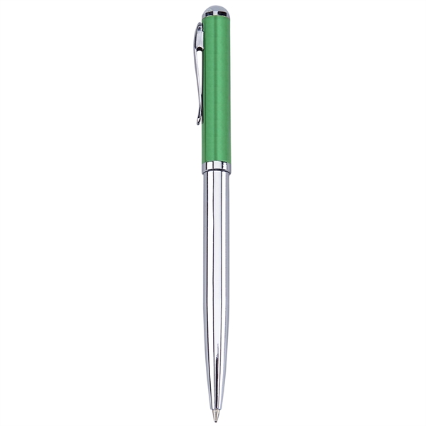 Metal twist-action ballpoint pen with a translucent color cap and chrome... from ASI 68190 Lungsal / Lungsal