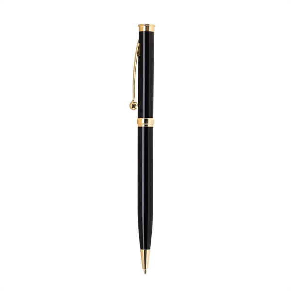 Brass twist-action ballpoint pen with a metallic colored barrel and gold... from ASI 68190 Lungsal / Lungsal
