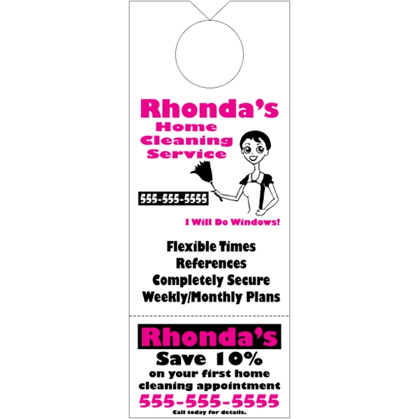 3.125" x 8.125" door knob hanger made of white tag stock... from ASI 89910 Stouse, LLC