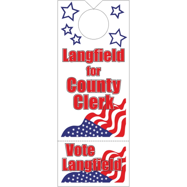 3.125" x 8.125" door knob hanger made of white tag stock... from ASI 89910 Stouse, LLC