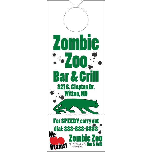 3.125" x 8.125" door knob hanger made of white tag stock... from ASI 89910 Stouse, LLC