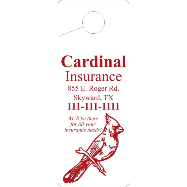 4" x 10.5" door knob hanger made of white tag stock... from ASI 89910 Stouse, LLC