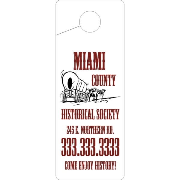 4" x 10.5" door knob hanger made of white tag stock... from ASI 89910 Stouse, LLC