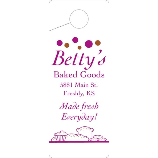 4" x 10.5" door knob hanger made of white tag stock... from ASI 89910 Stouse, LLC